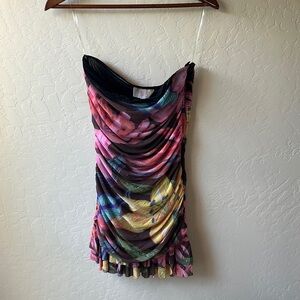 Rococo Sand Pink Black Babydoll Mini Dress